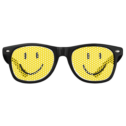 Lunettes De Fête Retro Jaune et Noir amusant joyeux sourire visage sourir (Devant)