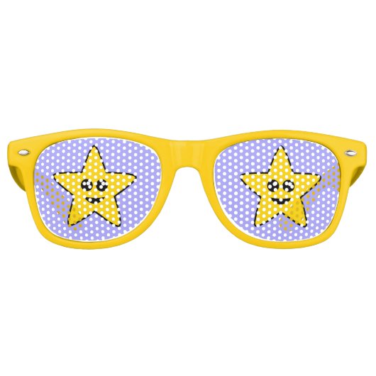Lunettes De Fête Retro Jaune Joyeux Star Party Shades (Devant)