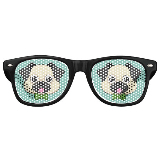 Lunettes De Fête Retro Joli chien Carlin avec Papillon (Devant)
