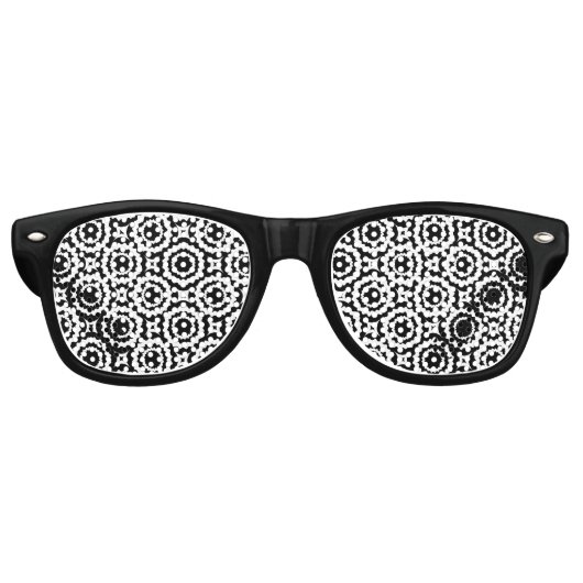 Lunettes De Fête Retro Joli motif de cercles en zigzag noir et blanc (Devant)