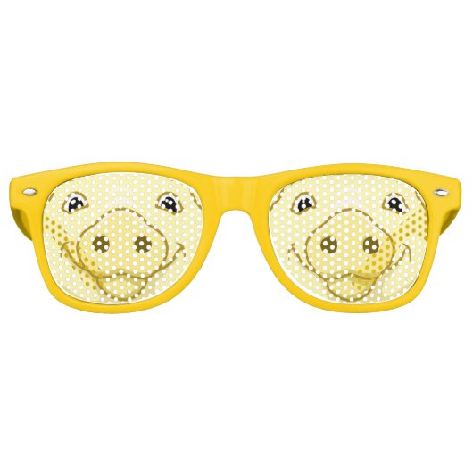 Lunettes De Fête Retro Joli visage de porc jaune (Devant)