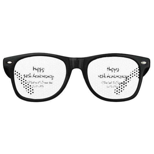 Lunettes De Fête Retro Joyeux 50e anniversaire ajouter nom du couple date (Devant)