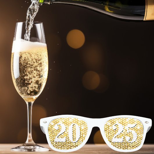 Lunettes De Fête Retro Joyeux Nouvel An 2025 Gold Parties scintillant Chi