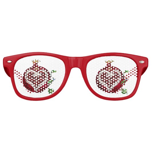 Lunettes De Fête Retro Judaica Pomegranate Heart Hanoukka Rosh Hashanah (Devant)