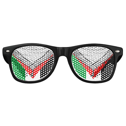 Lunettes De Fête Retro Keffiyeh Écharpe palestinienne tissu traditionnel (Devant)