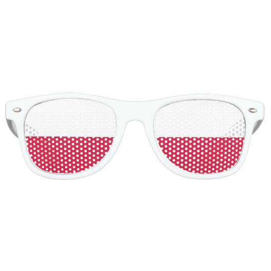 Lunettes De Fête Retro La couleur polonaise | Drapeau de la Pologne (Devant)