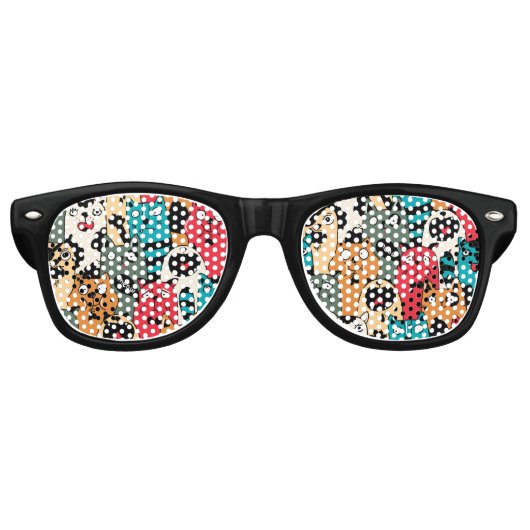 Lunettes De Fête Retro La foule de chats (Devant)