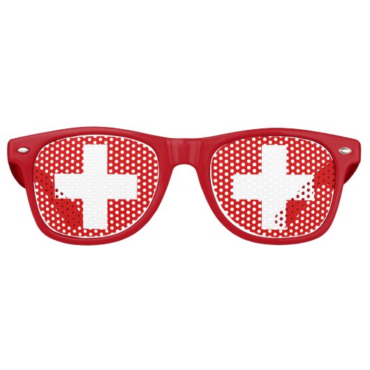 Lunettes De Fête Retro La qualité du drapeau suisse (Devant)