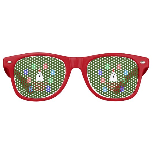 Lunettes De Fête Retro Le fantôme de Noël présente drôle (Devant)