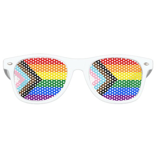 Lunettes De Fête Retro LGBTQ & Pride - drapeau de progression arc-en-ciel (Devant)