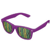 Lunettes De Fête Retro Mardi Gras Purple Vert & Or (Angulaire)