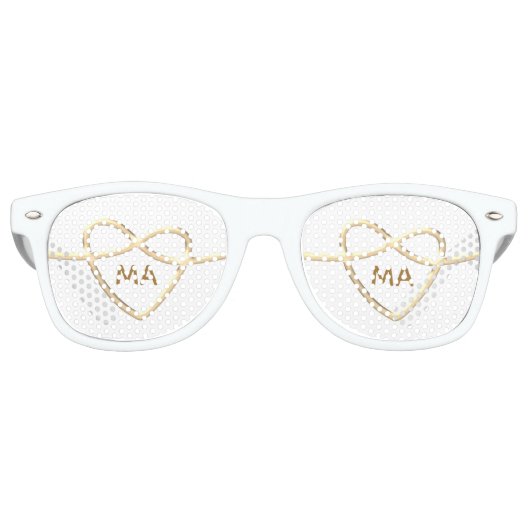 Lunettes De Fête Retro Mariage Gold Heart (Devant)