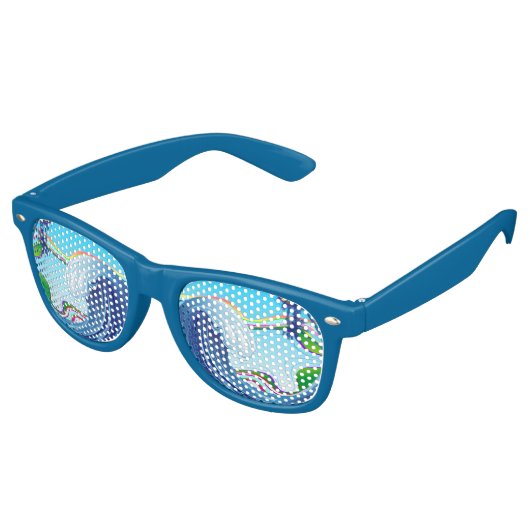 Lunettes De Fête Retro Mer Océan Grande Vague Eau (Angulaire)