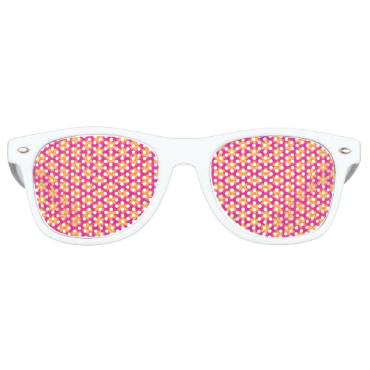 Lunettes De Fête Retro Motif Abstrait rose et jaune vif (Devant)
