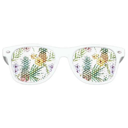 Lunettes De Fête Retro Motif d'ananas à thème hawaïen tropical (Devant)