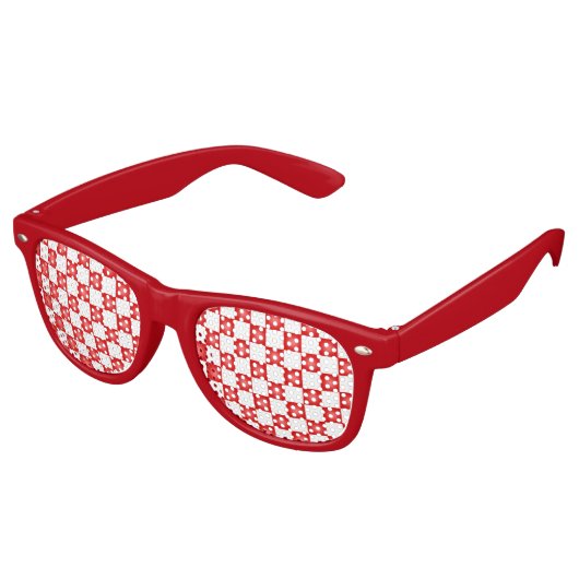 Lunettes De Fête Retro Motif de damier blanc rouge (Angulaire)