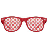 Lunettes De Fête Retro Motif de damier blanc rouge (Devant)