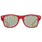 Lunettes De Fête Retro Motif de fleurs blanches (Devant)