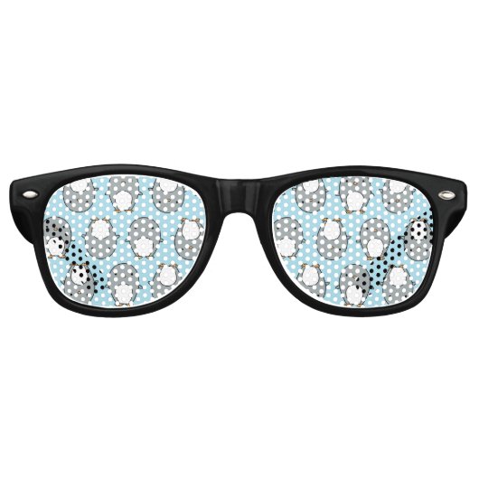 Lunettes De Fête Retro Motif de pingouin bleu bébé (Devant)