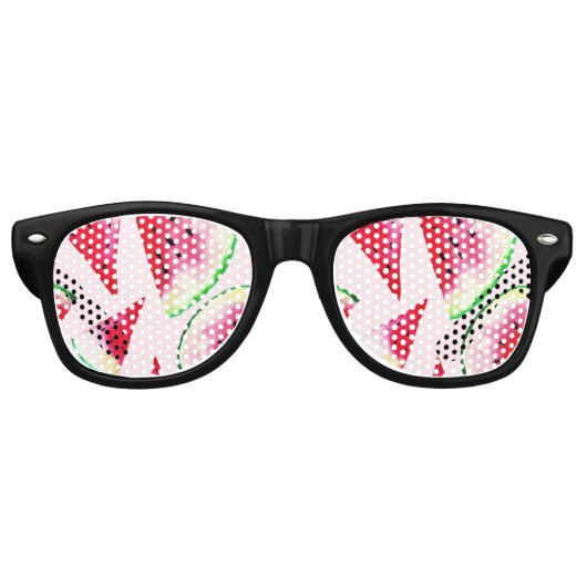 Lunettes De Fête Retro Motif de tranche de pastèque aquarelle (Devant)