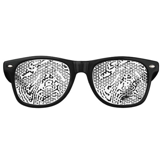 Lunettes De Fête Retro Motif noir et Marbre blanc (Devant)