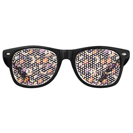 Lunettes De Fête Retro Motif Whimsical Halloween Night Sky (Devant)