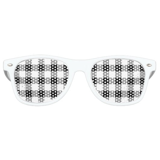 Lunettes De Fête Retro Noël classique Buffalo chèque plaid motif B&W (Devant)