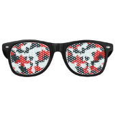 Lunettes De Fête Retro Noir rouge et blanc irrégulier Abstrait (Devant)