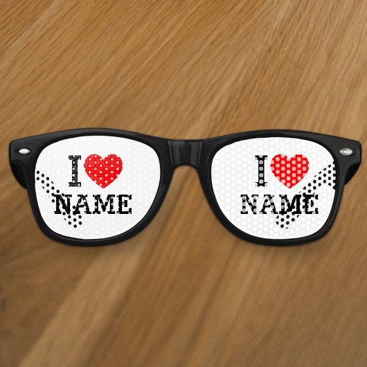Lunettes De Fête Retro Nom du coeur
