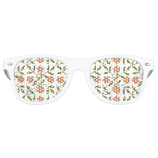 LUNETTES DE FÊTE RETRO ORANGE FLEURS (Devant)