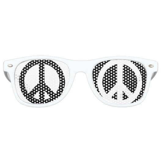 Lunettes De Fête Retro Paix noir et blanc (Devant)