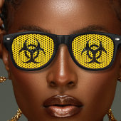 Lunettes De Fête Retro Panneau de prudence Zone contaminée jaune Biodange