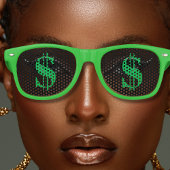Lunettes De Fête Retro Panneau Dollar argent vert