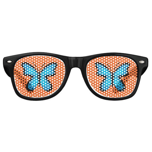 Lunettes De Fête Retro Papillon Bleu (Devant)