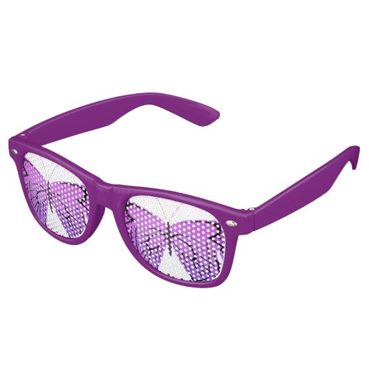 Lunettes De Fête Retro Papillon en nuances de violet (Angulaire)