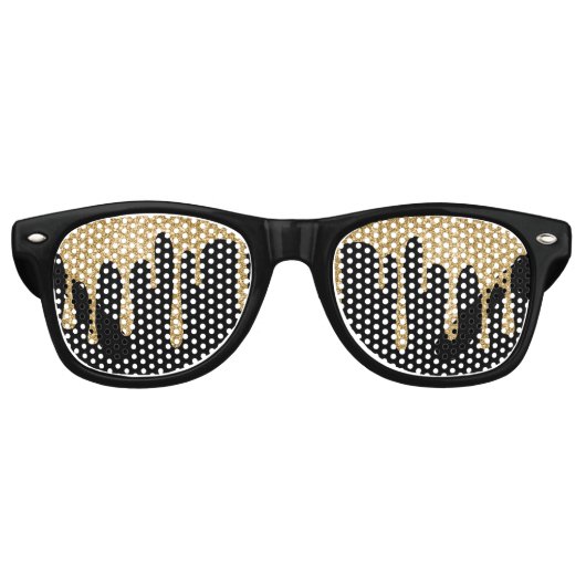 Lunettes De Fête Retro Parties scintillant Black & Gold (Devant)