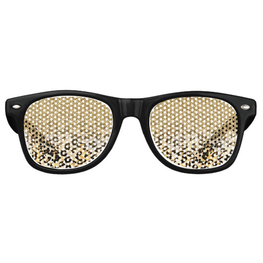 Lunettes De Fête Retro Parties scintillant moderne Leopard Motif Gold Om (Devant)