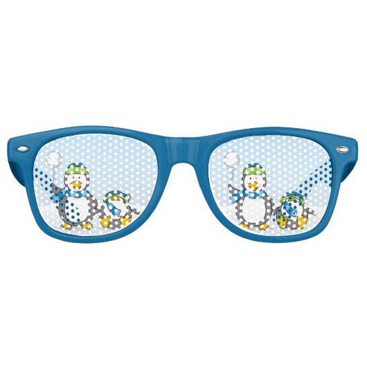 Lunettes De Fête Retro Pingouins à neige (Devant)