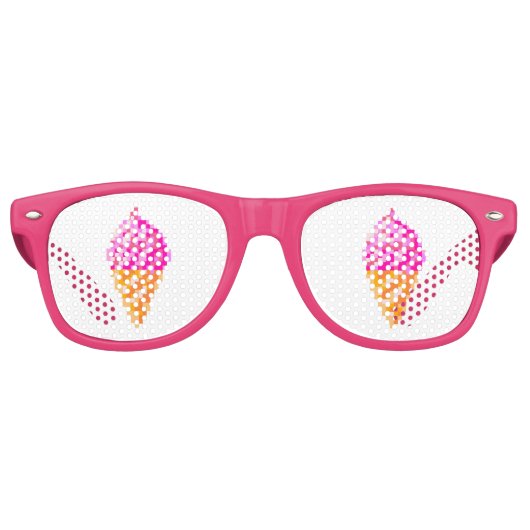 Lunettes De Fête Retro Pixel art glaces cône rose et orange (Devant)