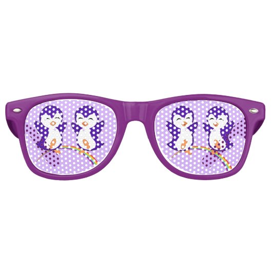 Lunettes De Fête Retro Pretty Purple Penguin Arc-en-ciel (Devant)