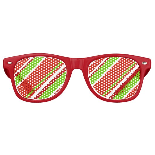 Lunettes De Fête Retro Red Green & White Diagonal Stripes (Devant)