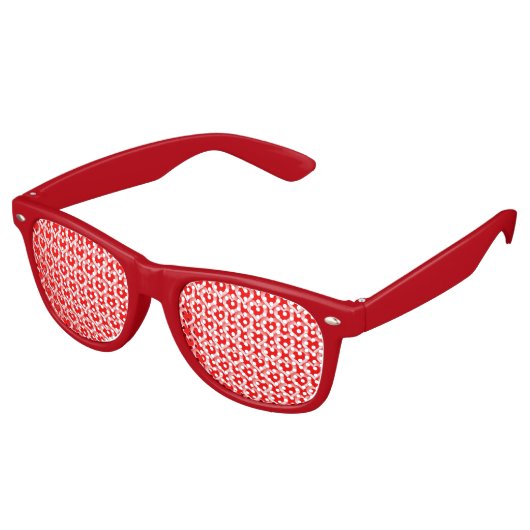 Lunettes De Fête Retro Red White Hearts Pattern (Angulaire)