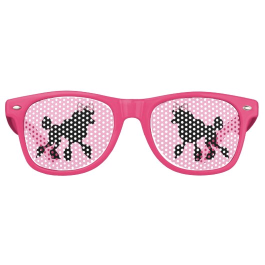Lunettes De Fête Retro Retro Rockabilly 1950 Poodles noirs (Devant)