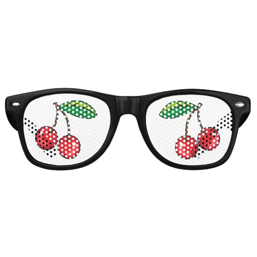 Lunettes De Fête Retro Rockabilly 1950 Red Cherries (Devant)