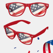 Lunettes De Fête Retro Rouge blanc et bleu Patriot