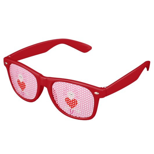 Lunettes De Fête Retro Saint-Valentin Amour Coeur Axolotl (Angulaire)