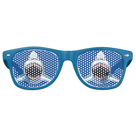Lunettes De Fête Retro Scary Shark Mascot Cool Blue Party (Devant)