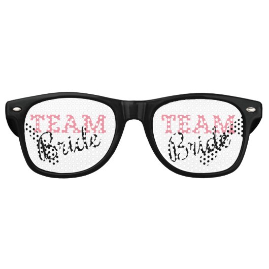 Lunettes De Fête Retro Script rose de l'équipe (Devant)