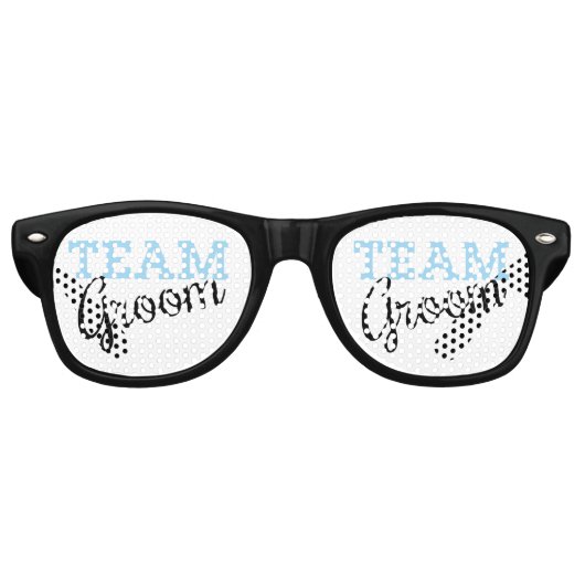 Lunettes De Fête Retro Script Team Groom (Devant)