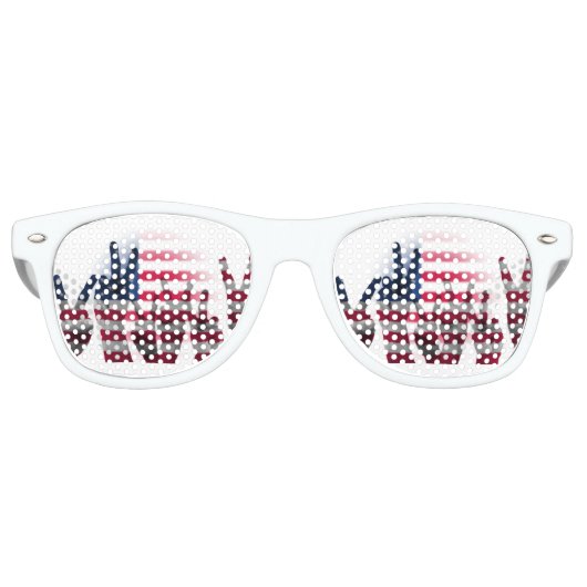 Lunettes De Fête Retro Signal de Paix Doigts drapeau américain (Devant)
